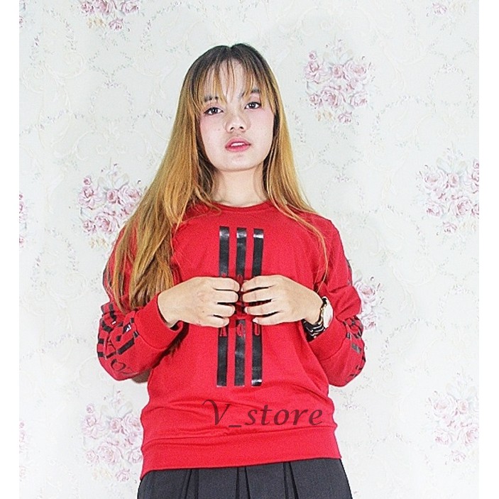 Kaos Zolaqu Merah Strip Atasan Wanita Trendy