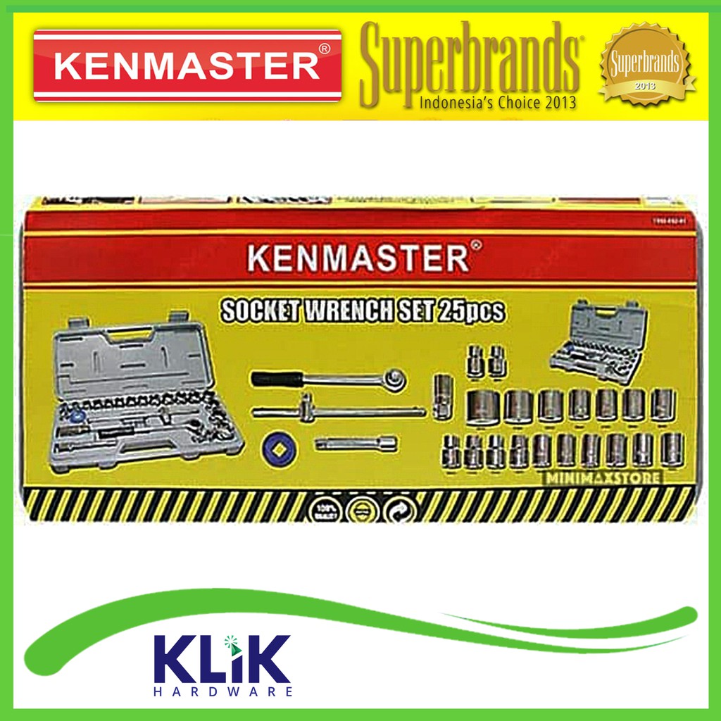 Kenmaster Kunci Shock Sock Sok Set 25 Pcs Ukuran 1/2 Inch DR 8 - 32 mm