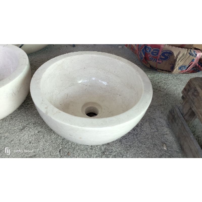 wastafel batu alam marmer 35cm