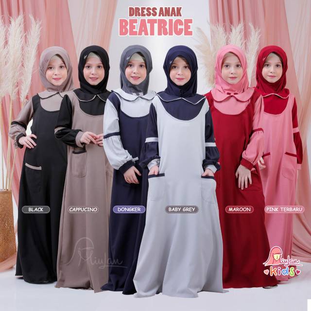 [PROMO] Beatrice Dress muslim anak perempuan gamis Miulan pakaian muslim anak Fashion Muslim anak By
