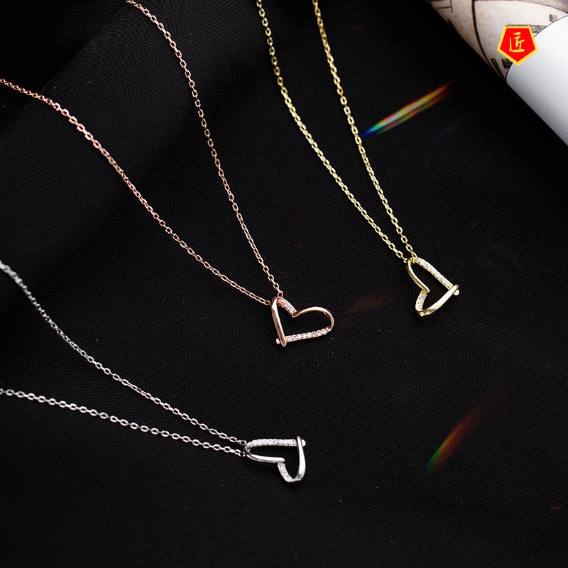 [Ready Stock]Heart-Shaped Necklace Female Silver Simple Exquisite Refined Grace