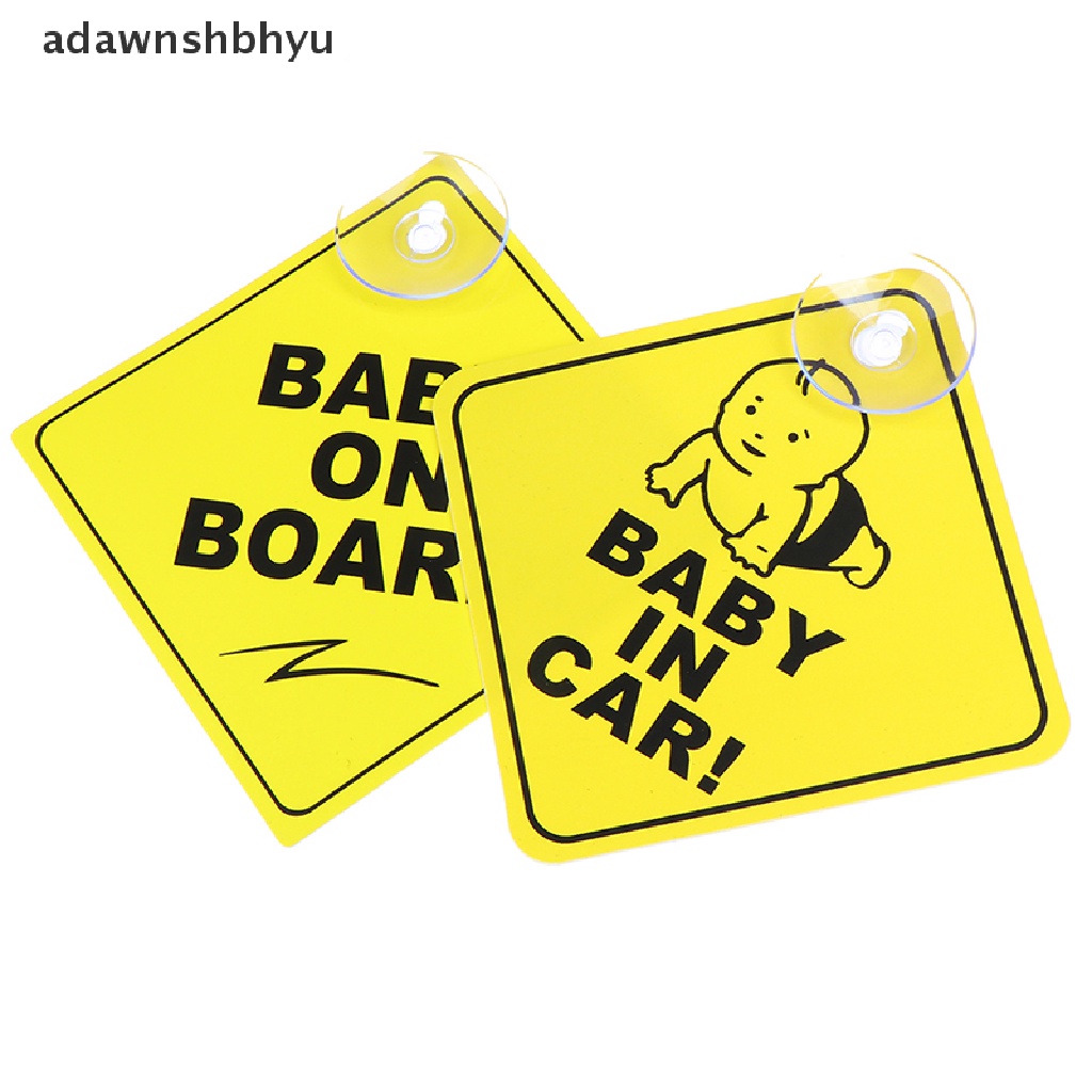 Adawnshbhyu Baby On Board SAFETY Jendela Mobil Suction Cup Kuning Reflektif Warning Sign 12CM