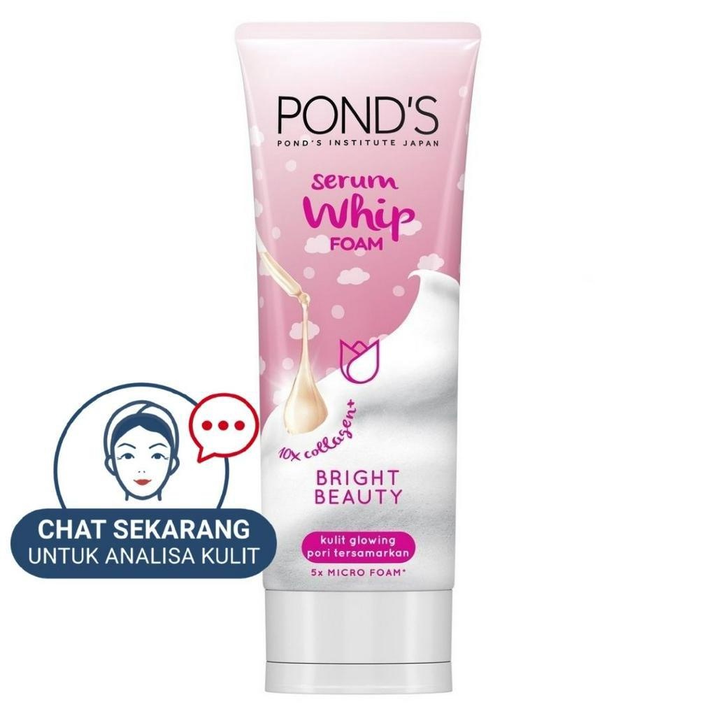 Ponds Whip Facial Foam Sabun Cuci Muka Pure Bright | Bright Beauty With 10X Collagen Serum 100 GR