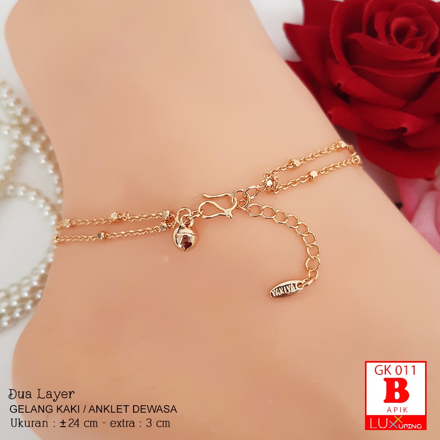 GK 011 Gelang Kaki 2 Layer Model Terbaru Perhiasan Wanita Cantik Gelang Kaki Xuping Yaxiya Aksesoris Kaki Wanita Luxx Xuping