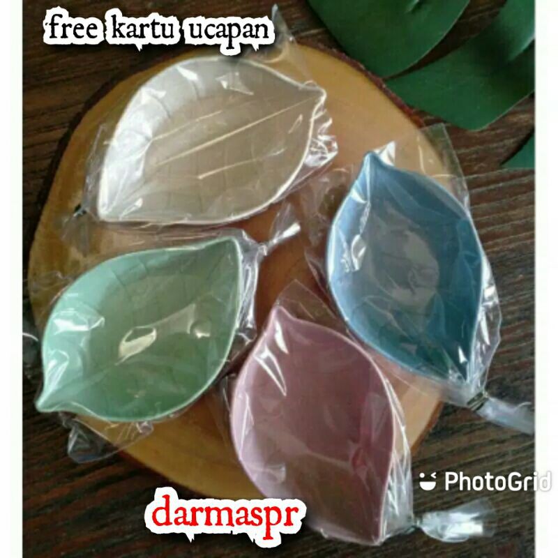 Souvenir pernikahan mangkok daun gogreen kemasan plastik isi 50pcs gratis kartu ucapan terima kasih