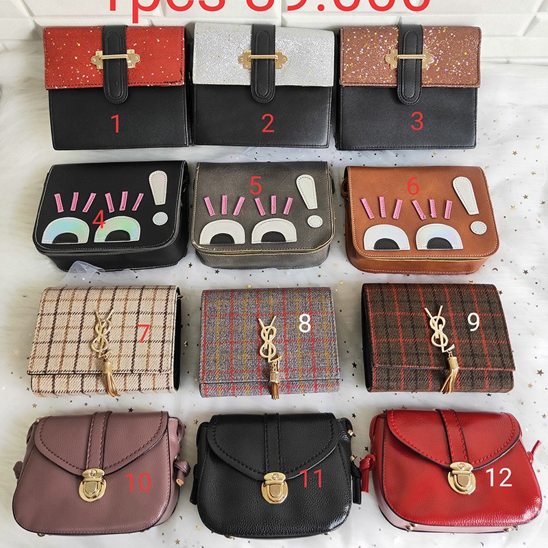 3pcs  total  99.000 tas impor wanita cewek  selempang murah  fashion slingbag kulit sintetis promo