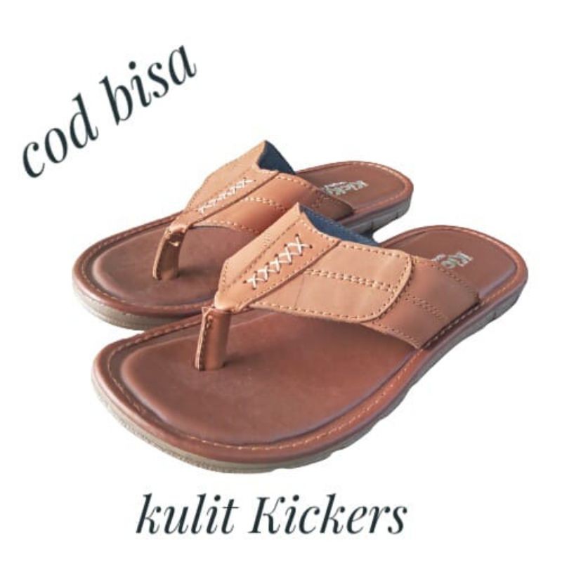 sandal jepit kulit asli pria sandal slide kulit asli