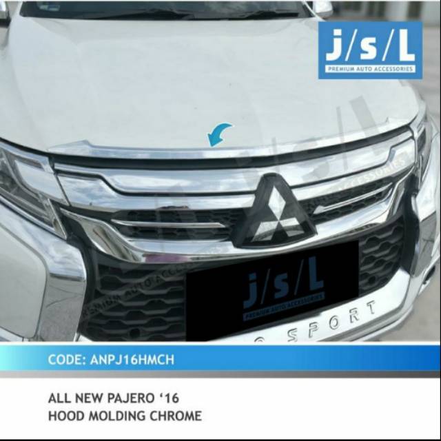 Hood molding/ list kap mesin all new Pajero 2016 Hitam &amp; Chrome jsl