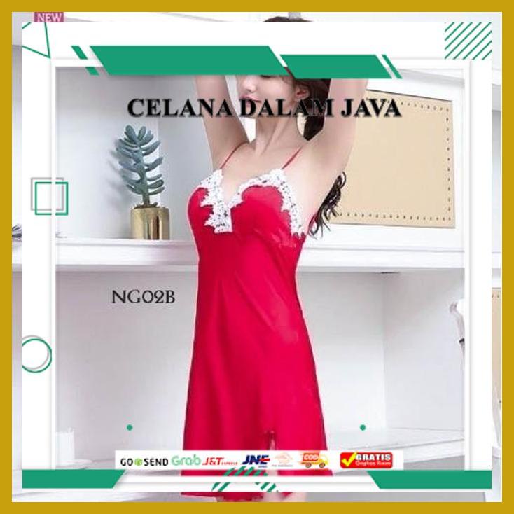 TERMURAH DRESS TIDUR SEKSI PREMIUM NIGHT GOWN SLEEP DASTER SILK MERAH NG02B IMPORT