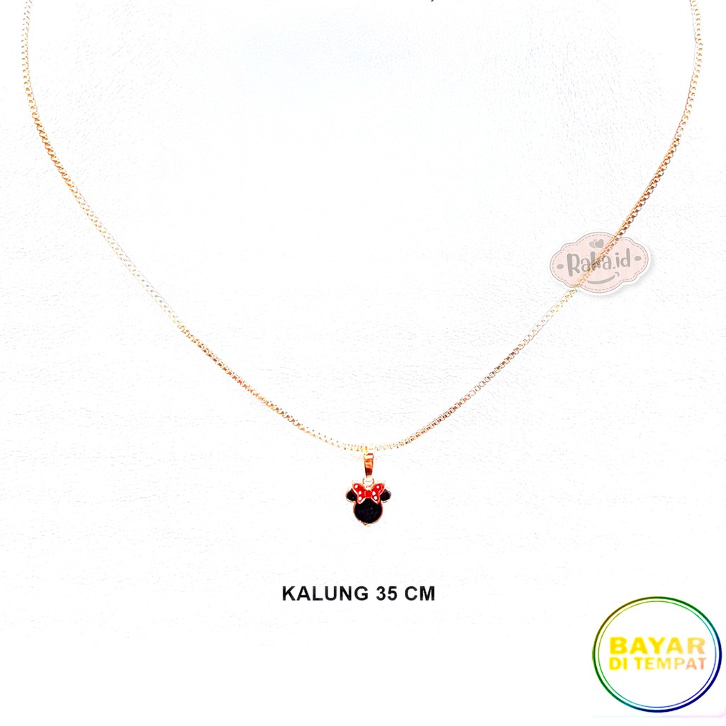 RAKA Acc - Kalung Anak MINNIE MOUSE Pita Hitam Xuping Gold &amp; Silver Perhiasan Cantik Anak 181