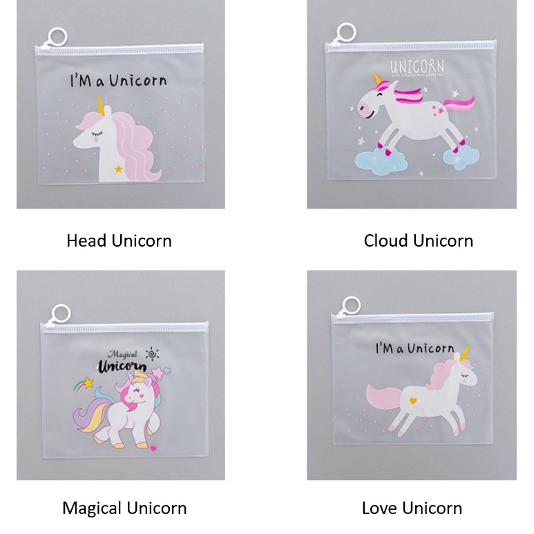 Tas kosmetik Transparan Unicorn &amp; Pink Panther / Map File Unicorn