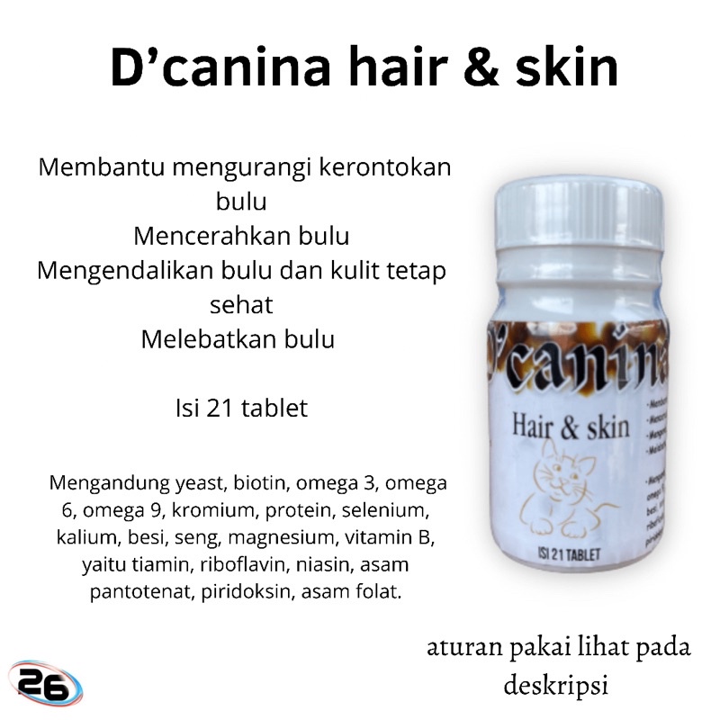 D'canina vitamin anti rontok dan pelebat bulu kucing