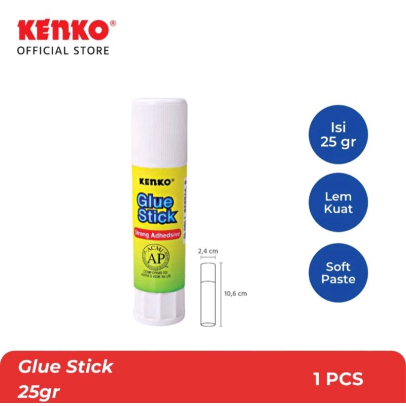 

KENKO GLUESTICK 25GR / LEM STICK / LEM KERTAS / LEM SERBAGUNA