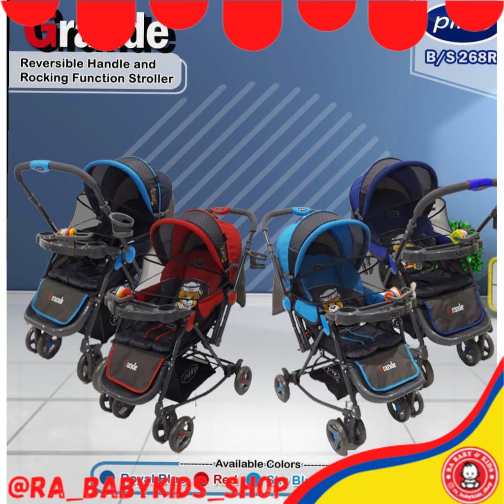 Stroller pliko grande 268 R dorongan bayi bisa ayun dorong handle depan dan belakang- stroller bayi 