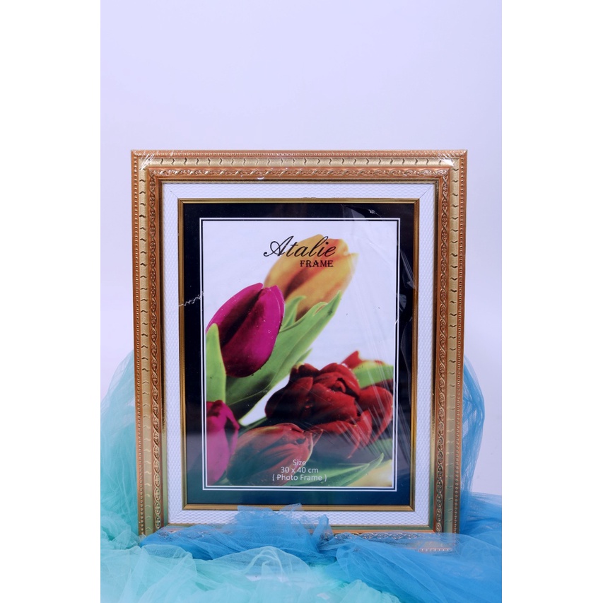 Bingkai Frame Foto  Ukir 16R  40x50 Linen Gold Silver Hitam Putih