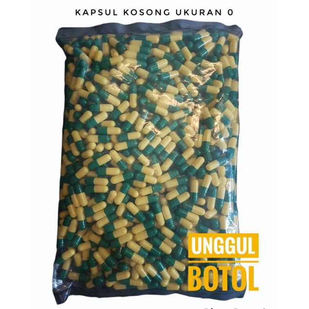 kapsul kosong ukuran 0/cangkang kapsul/kapsul warna kuning dan hijau tua