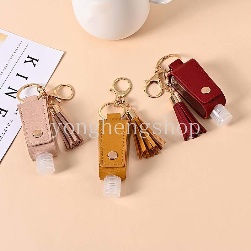 Gantungan Kunci Botol Hand Sanitizer Alkohol Kosong Mini Portable 30Ml Reusable Bahan Kulit Untuk Travel