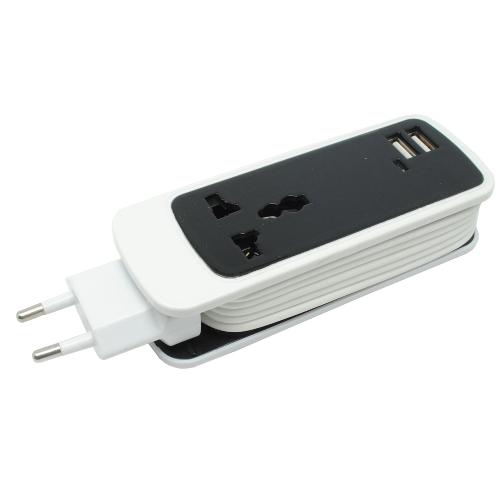 EXBO Stop Kontak Colokan Listrik Universal dengan 2 USB Port - Htm