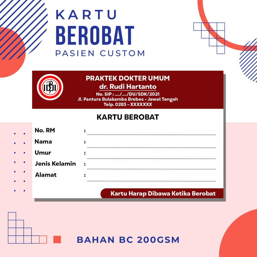 

Kartu Berobat Pasien Custom