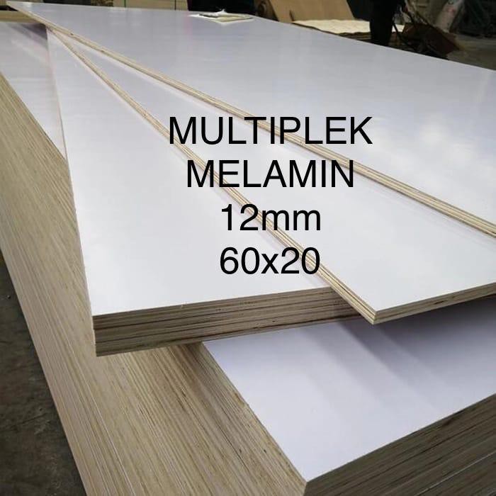 Triplek / Multiplek melamin putih 12mm (60x20)cm, melaminto plywood, white
