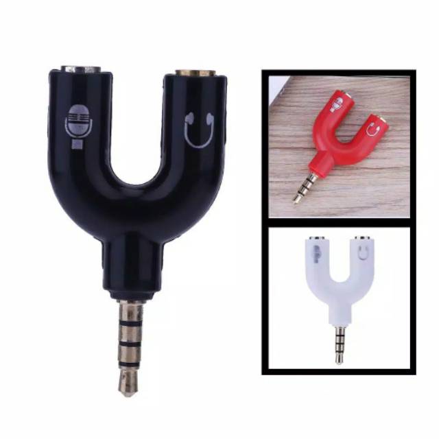 Audio Splitter Shape U 3.5 mm ke Headphone &amp; Mic