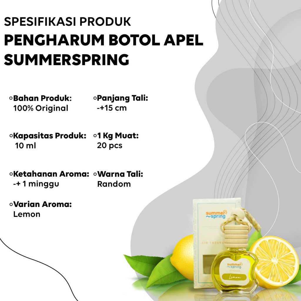 Pengharum Ruangan / Mobil / Toilet  Botol Apel Aroma Lemon 10 ml