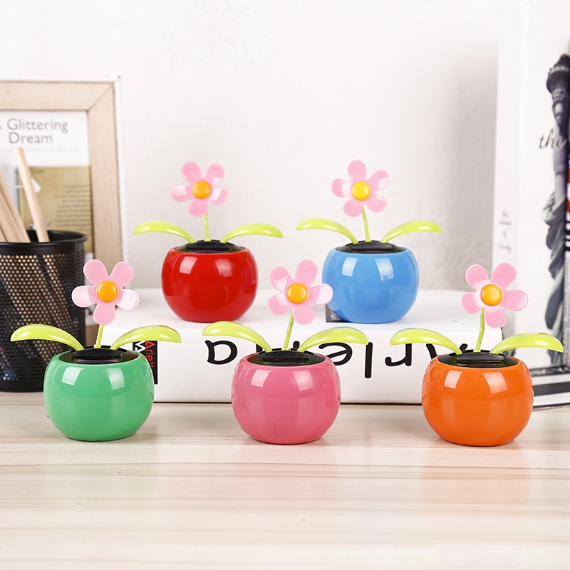 Pajangan Dashboard Mobil Tenaga Surya Solar Powered Flower Flip Flap