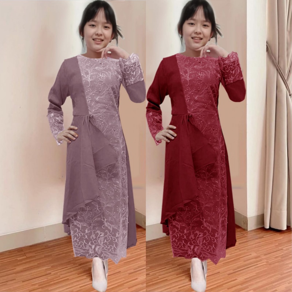 GAMIS ANAK/GAMIS BRUKAT TILE/BAJU MUSLIM ANAK PEREMPUAN/GAMIS COUPLE ANAK/SIZE XS, S, M, L, XL