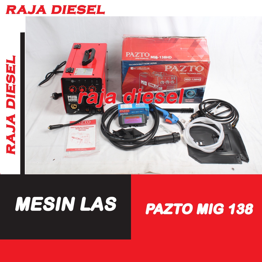MESIN LAS MIG 138 HEAVY DUTY PAZTO FREE KACAMATA LAS