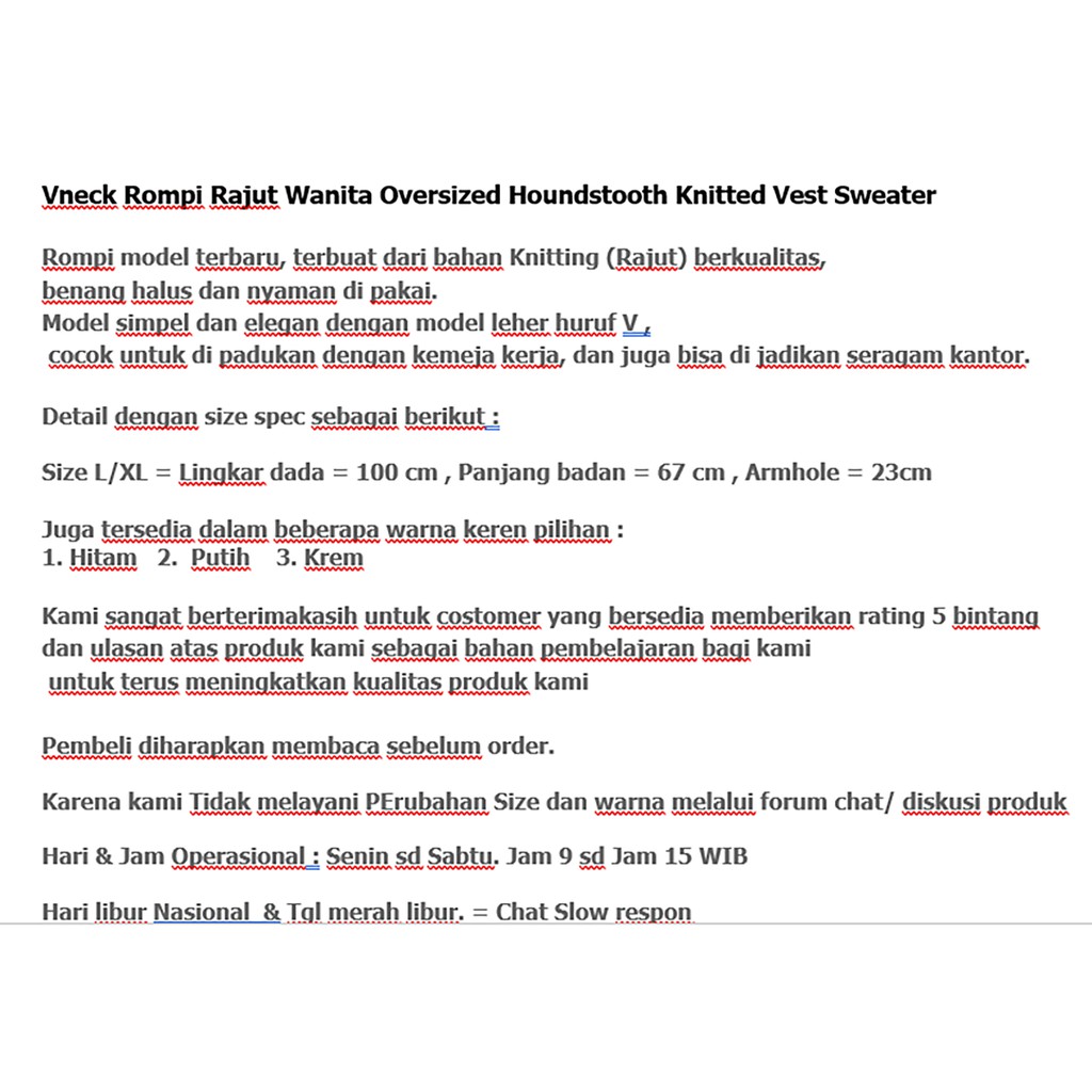 Vneck Rompi Rajut Crop / Vest Rajut Wanita Oversize Houndstooth Knitted Vest Sweater Hanny JCCollections
