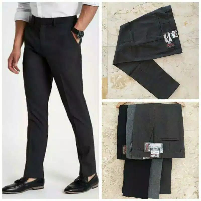 Celana Formal Pria Kerja Slimfit Standar Kantor Bahan Kain wol Size 27-38