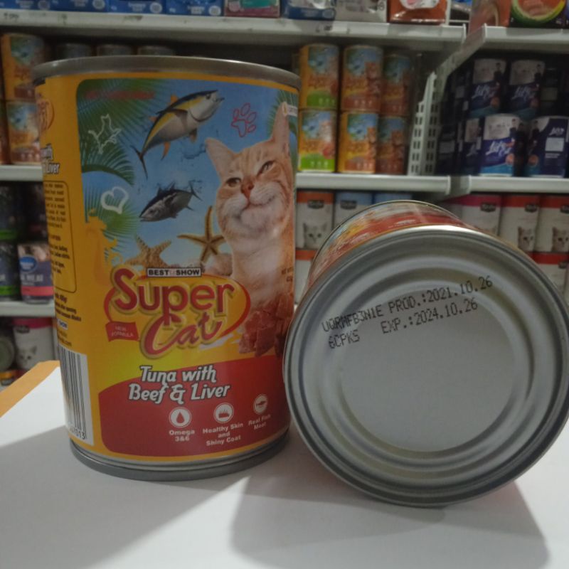 Supercat Kaleng Tuna Beef Liver Makanan Basah Wet Food 400g