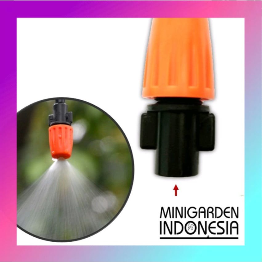 FOGGER SPRAYER KABUT ORANGE  + NEPEL TEE NOZZLE 7MMM fitting 1 way head mist sprinkler siram taman