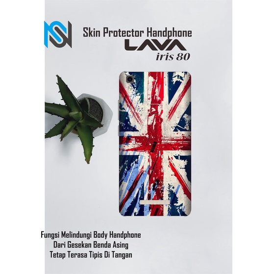 Isi 2pcs Garskin Hp Lava Iris 80 Motif Flag Free Custom Motif (Bisa COD)