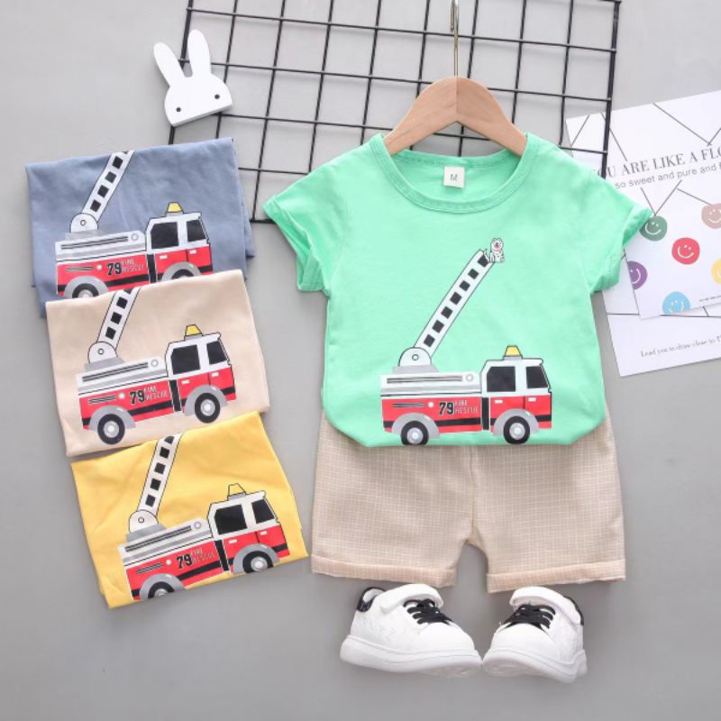 Setelan Anak Laki Laki Import ( KAOS + CELANA BAHAN ) 1-4 Tahun Setelan Anak Cowo Murah