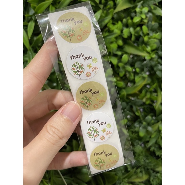 (50pcs) Stiker Thank You Bulat size 2,5cm / Thank You stickers Olshop etc-Tree  50pcs
