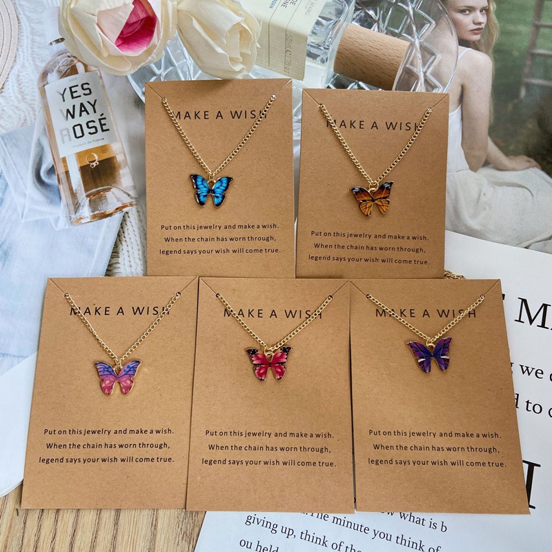 Kalung Rantai Klavikula Wanita Dengan Liontin Butterfly Lucu Untuk Pesta Cocktail