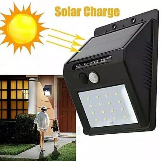 20 - lampu led sensor matahari solar powered 30 led wall light