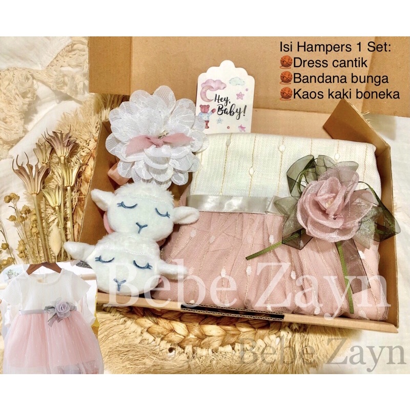 {Size 1-3 years} BEBE ZAYN~ Hampers baby/ hampers bayi/ baby gift / baby Birthday-Flowery Sheep White