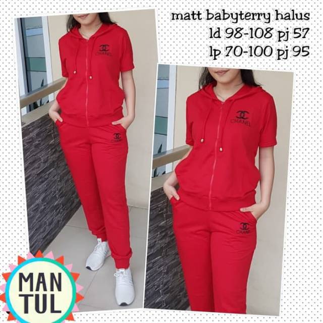 Best Product Import - Setelan Wanita 3566#Stelan cp hoodie bordir chanel,