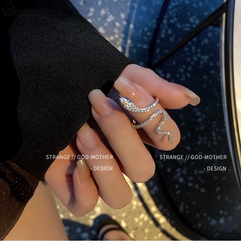 IFYOU Cincin Silver Bentuk Ular Hias Berlian Gaya Retro Vintage Untuk Wanita