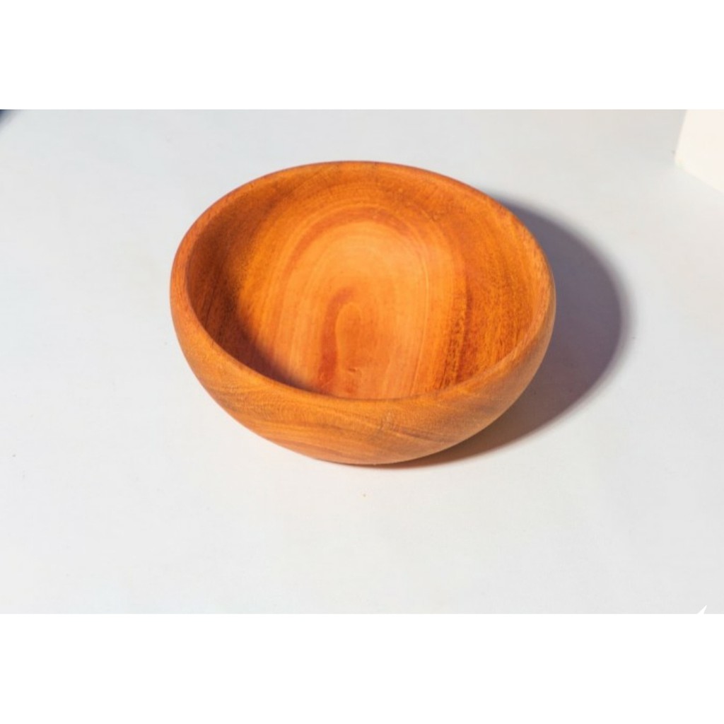 WOODEN BOWL /Mangkuk Mangkok dessert Kayu Mahoni MEDIUM 14 CM TERMURAH