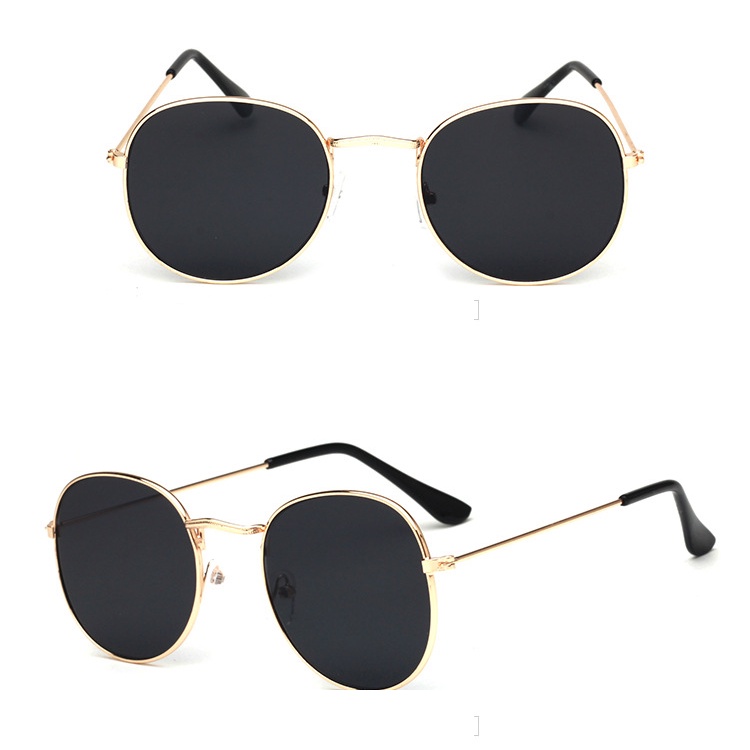 Korean Ulzzang Retro Bulat Wanita Kacamata Hitam Sunglasses