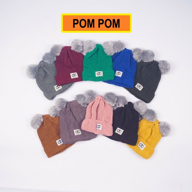 DC KIDS TOPI RAJUT ANAK POMPOM KUPLUK BAYI POMPOM PREMIUM Cowok Cewek