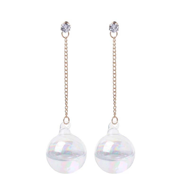 Glitter Shiny AB Transparent Bubble Ball Glass Water Inside Drop Earrings For Women