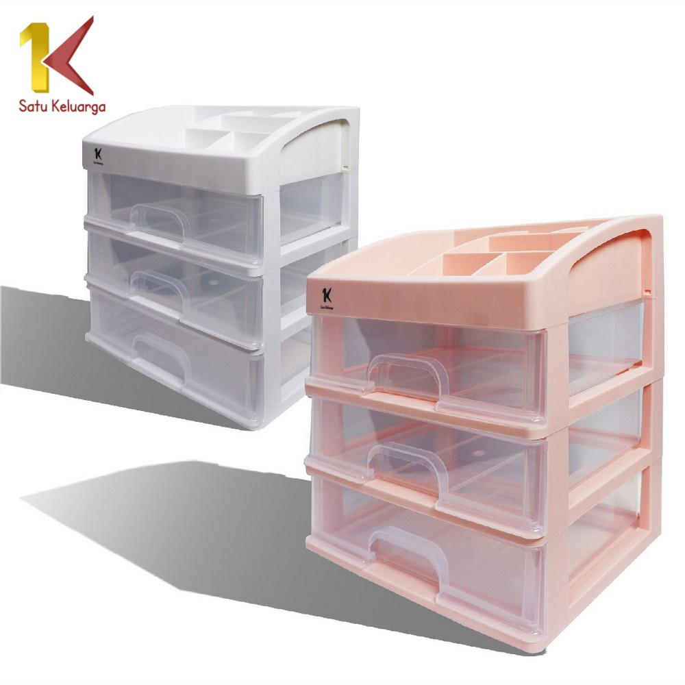 Satu Keluarga Rak Kosmetik 3 Laci K39 Rak Make Up Susun / Tempat Kosmetik Organizer