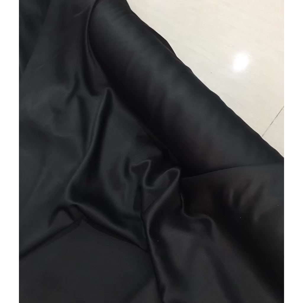 Kain Satin Velvet Premium Warna Hitam Black Bahan Seragaman Bahan Furing Bisa untuk Background Backdrop Foto Produk