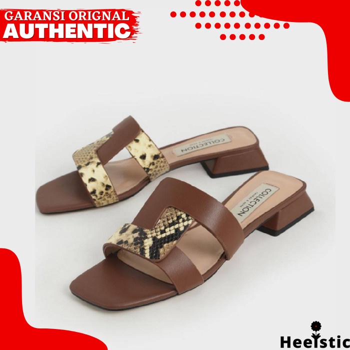 Sandal Charles And Keith Heels Wanita Original Branded Store F445 - Brown, 35 Diskon