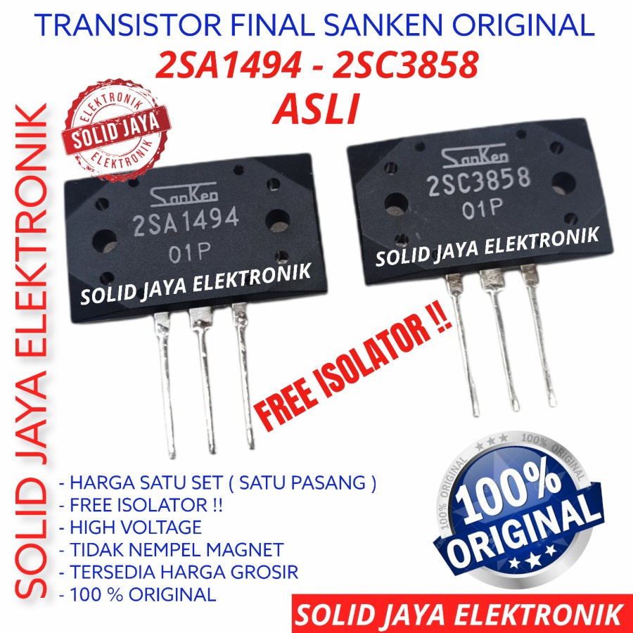 TR FINAL SANKEN 2SA1494 2SC3858 ASLI ORI TRANSISTOR 2SA 1495 2SC 3858 A1495 C3858 SANKEN ORI ASLI TR FINAL AUDIO ORIGINAL