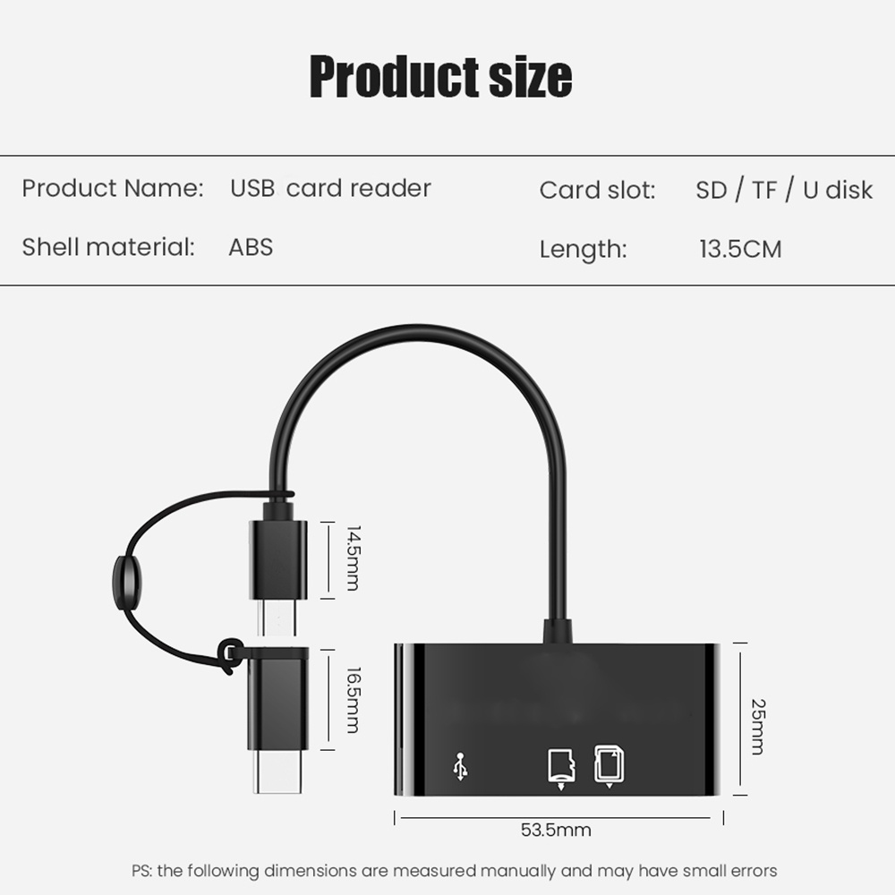 Actual USB 2.0 Type-C OTG 2in1 Micro USB Universal Extended Multifunction Card Reader/TF/SD/Flash Drive/Adapter